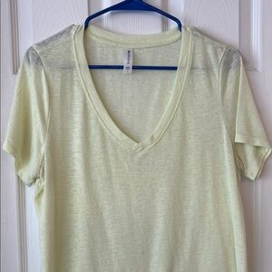 Women's Athleta V-Neck Light Yellow Top size L